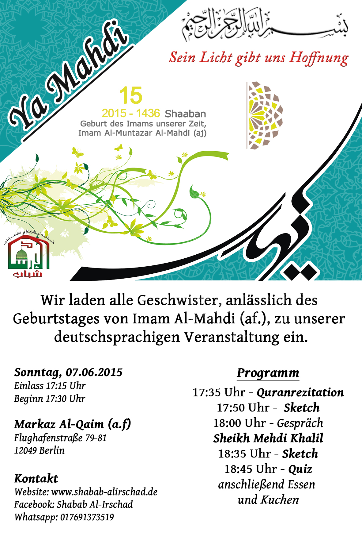 Veranstaltung Imam Mahdis Geburtstag
